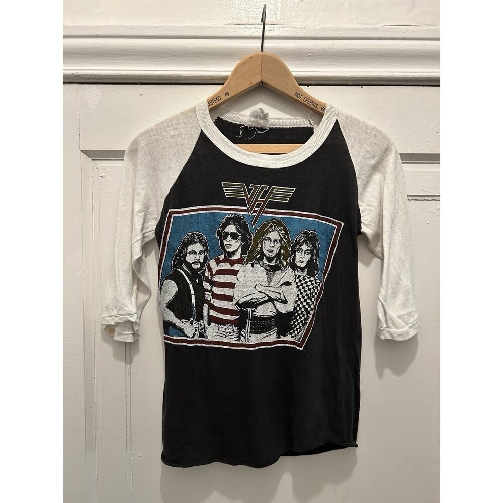 Vintage Van Halen Raglan Concert Band T-Shirt Early 80's Double Sided Size S